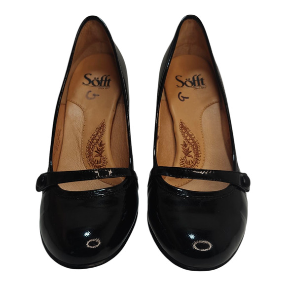 Black patent leather Mary Jane pumps by sofft sz 8w - Picture 2 of 8